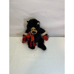 FIRST & MAIN CO SMALL WUZZIE WITH SCRAF AND MITTEN BLACK BEAR 10"